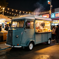 Camion de restauration rapide entièrement équipé avec plaque chauffante commerciale, friteuse et station de préparation pour sandwichs, hamburgers, poulet et frites