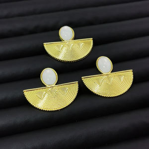 Egitto stile nobile orecchini alla moda set di gioielli Color oro a forma di ventaglio in metallo con perline in resina accessori per feste - Product Image 2