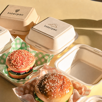 Boîte à hamburger personnalisée en bagasse de canne à sucre, biodégradable, compostable, emballage alimentaire jetable en forme de coquille