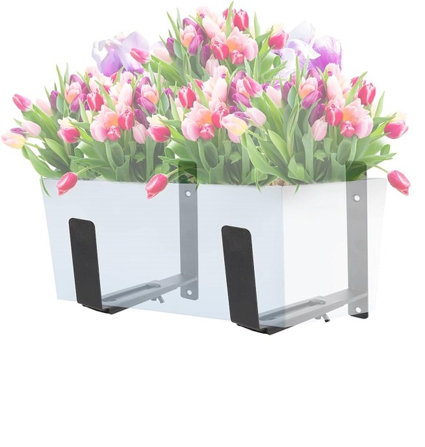 Adjustable Window Box Bracket 4 Pack, Heavy Duty Planter Box Bracket Wall Mount Flower Box Holder