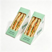 Boîte à sandwich en papier avec fenêtre et logo personnalisé, emballage alimentaire imprimé sur mesure pour boulangerie, café, à emporter
