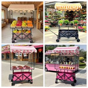 Büyük kapasiteli yükseklik ayarlanabilir üçgen çadır katlanır vagon için sokak durak gece pazarı gıda sepeti kamp-gece pazarı gıda - Product Image 6