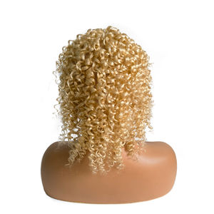 Peluca femenina rizada Rubia de cabello humano virgen natural de piel de PU transparente de encaje suizo completo - Product Image 1