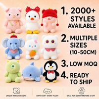 Adorables peluches animales pour machine à griffes, jouets en peluche doux et compressibles, poupées mignonnes assorties pour jeu de grue