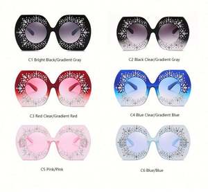 Lunettes de soleil tendance 2020, logo personnalisé, surdimensionnées, monture large, carrées, pour femmes, avec strass - Product Image 6