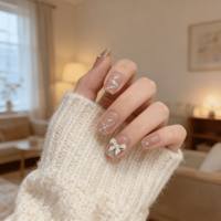 Faux ongles à presser en ABS faits main, courts et tendance, couvrance totale, avec motifs pré-dessinés pour les doigts - Vente en gros