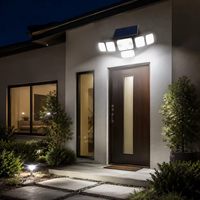 Lampe murale solaire à 6 têtes, 366 LED, double capteur de mouvement PIR, avec télécommande, IP44
