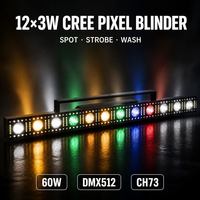 Projecteur Stroboscopique LED CREE 12x3W DMX512 à Effet Pixel, Éclairage de Scène, Effet Chase Wash, pour DJ, Fêtes, Concerts, Bars, 60W 5000K/3500K