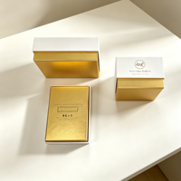 Boîte cadeau rectangulaire rigide en carton blanc écologique personnalisée avec logo en feuille d'or, emballage de luxe en papier pour bougie parfumée et diffuseur à bâtonnets