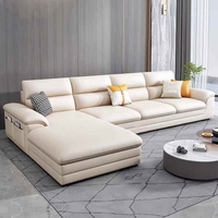 Ensemble de canapé en cuir moderne avec fauteuil individuel et ottoman, canapé rembourré en cuir pour salon, meubles de maison