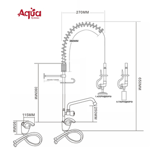 Heavy Duty Commercial Kitchen Pre-Rinse Sprayer Faucet with High Pressure Flexible Spring <b>Hose</b> for Bar & Restaurant Sink - Product Image 2