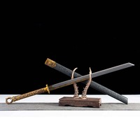 Manche de couteau Tang Dao 1065CS fait main avec pommeau annulaire, poignée en laiton sculptée avec motifs de dragon, épée de collection et de présentation, cadeau
