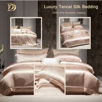 Set Sprei Jacquard Sutra Tencel 4 Pcs Sarung Selimut Sprei 2 Sarung Bantal Lembut Bernapas Warna Biru Perak Ukuran Queen King Pabrik
