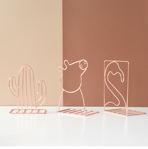 Wholesale Metal Wire Rose Gold Desktop House Shape Bookends Stopper Support Stand Holder Shelf <strong>Bookrack</strong> - Product Image 6