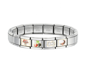 Ensemble de bracelets à breloques italiennes en émail, en acier inoxydable, modulaire DIY, élastique, pour femme, bijoux personnalisés, chat mignon, cerise - Product Image 5