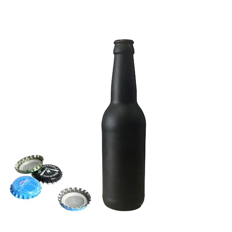 China Fabriek Prijs 330Ml Matte Painted Black Bierfles Glas CY-105