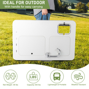 Table de camping d'extérieur DB 101x65.5x92cm pliable en HDPE avec évier et étagère pour la pêche et les pique-niques - Product Image 6