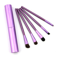 5 pièces/ensemble pinceaux de maquillage pour les yeux ensemble fard à paupières Eye Liner ombre à lèvres brosses Kit cheveux de poney visage maquillage outil porte-Tube 4 couleurs