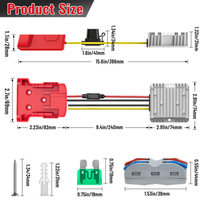 2 Paket Konverter DC/DC Step Down 18V ke 12V Kompatibel dengan Baterai Milwaukee 18V 20A 240W Kabel 14 AWG - Product Image 4