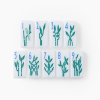 Jeu de tuiles de mahjong américain en acrylique à quatre couches avec icônes naturelles botaniques, œuvre d'art personnalisée pour les cadeaux en gros et les détaillants de jeux