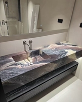 Marbre Onyx Ondulato Multicolore Motif Montagne Pourpre Royal Écologique Durable pour Cuisine et Salle à Manger