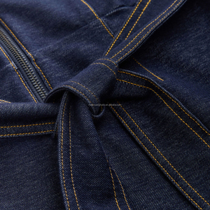 Combinaison en jean personnalisée pour femme avec col chemise, fermeture éclair frontale, ceinture et <span class=keywords><strong>pantalon</strong></span> <span class=keywords><strong>large</strong></span> - Product Image 5