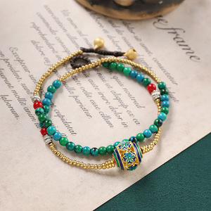Bracelets en pierre naturelle de style chinois avec motif animal, perles colorées, corde tressée, clochette, bijoux ethniques ajustables pour femmes - Product Image 2