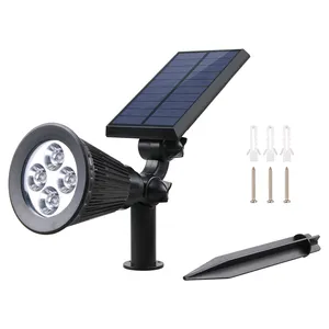 4pcs LED 200 Lumen 2-in-1 Solar Powered LED Outdoor Garden spotlights Outdoor Flexible Wall- Mount or Stake-in-Ground Light