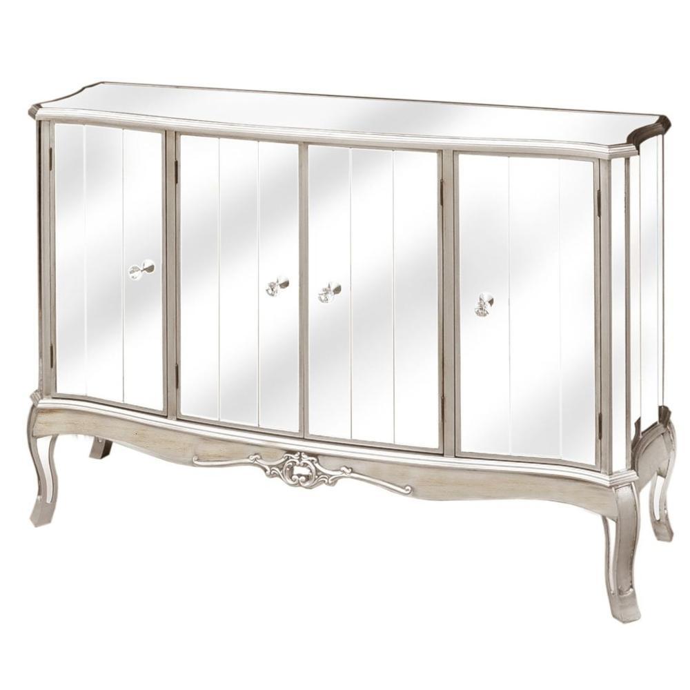 Modern mirrored sideboard with four cupboards for living room