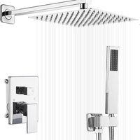 Ensemble de douche mural effet pluie avec système cascade pour salle de bain, robinetterie de douche encastrée