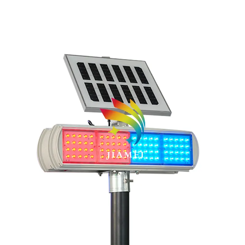 Aluminium ultra-lumineux IP68 étanche alimenté par l'énergie solaire voyant d'avertissement de trafic clignotant LED solaire rouge et bleu voyant stroboscopique