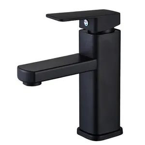 Modern Black Square Faucets Hot and Cold Water Mixers Kitchen Bathroom Taps Basin Faucets NBYT-3321B CE Contemporary Ceramic