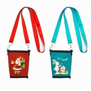 Custom Personalized Logo <b>Polyester</b> Heat Transfer Printed Adjustable Length Wine Beer Water Bottle Cup Holder Neck Strap <b>Lanyard</b> - Product Image 3