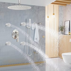 Набор для душа из матового никеля с регулируемым потоком, 4 шт. - Product Image 2