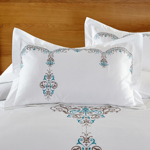 Parure <span class=keywords><strong>de</strong></span> <span class=keywords><strong>lit</strong></span> <span class=keywords><strong>de</strong></span> luxe quatre pièces 1,2 m blanche, 300 fils, en tissu teint, broderie, pour hôtel, draps et housses <span class=keywords><strong>de</strong></span> <span class=keywords><strong>couette</strong></span> - Product Image 2