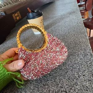 Sacs à main de soirée de luxe mini en acrylique avec strass brillants, fermeture éclair, étanches, avec chaîne, pour femmes, pour mariage et dîner - Product Image 2