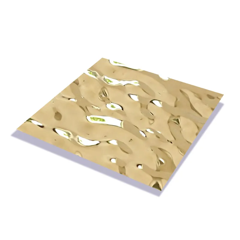 8K Golden Decor 3D Wand paneel Wasser welligkeit mit Stempel Spiegel Finish 201 304 430 Dekoratives Edelstahl blech