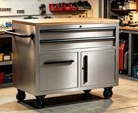 Promotion : Armoire à outils 4 tiroirs en acier inoxydable 430 de 36 pouces, anti-humidité, avec serrure à code antivol, texture métallique, pour garage
