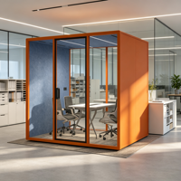 Cabine de bureau acoustique modulaire et mobile 4 places, insonorisée, pour réunions privées et collaboration d'équipe en milieu hospitalier