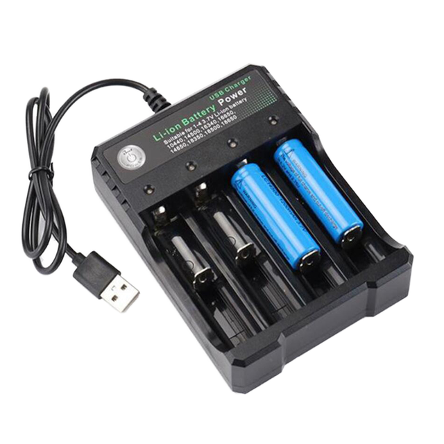 Electric 18650 Battery Charger 3-Bay USB DT553 for Rechargeable Batteries 3.7V Li-ion/TR/IMR 14500 16340(RCR123) 8W ABS Material