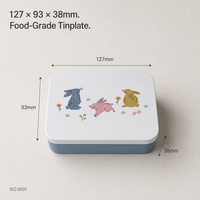 Boîte de rangement rectangulaire vide bleu-gris avec motif lapin – Vente en gros directe usine, approvisionnement en vrac