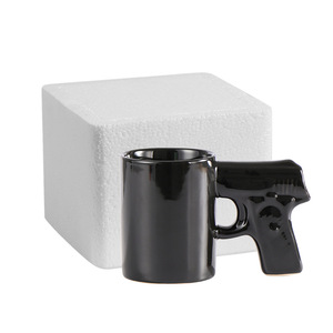 Tazza in Ceramica a Forma di Pistola Good Life 350ml, Tazza da Caffè Personalizzata 3D con Manico Dorato/Argentato e Coperchio, Gadget Promozionale - Product Image 2