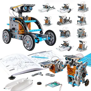 Stem toys-robot solar educativo 12 en 1 para niños, 190 piezas, kit de construcción, robot solar, juguetes alimentados por energía solar