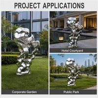 Escultura de Columna de Acero Inoxidable de Lujo, Acabado Espejo, Metal Líquido Abstracto con Orificios, para Jardín, Parque, Hotel, Plaza