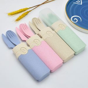 Juego de Cubiertos Portátiles para Niños, con Logotipo Personalizado, Modernos, para Picnic y Viajes, Libres de BPA, Hechos de Fibra de Paja de Trigo y Plástico PP Biodegradable - Product Image 2