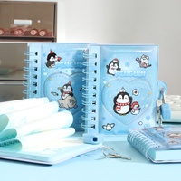 Cuadernos de Espiral Mini de Cuero/PVC con Hojas Sueltas, Set de Papelería, Regalo para el Día del Niño con Diseño de Dibujos Animados