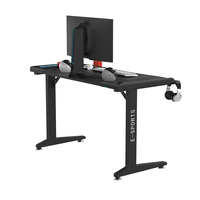 Bureau de jeu ergonomique en bois en forme de Z Wquantum Cool avec porte-gobelet, crochet pour casque, surface en mélamine, assemblage requis, modèle Z10