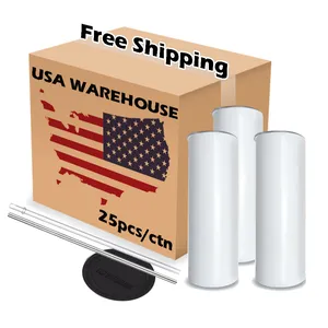 USA 2 Days Delivery 20OZ Sublimation Blanks20oz Sublimation Blanks Stainless Steel Tumblers Cups With Straw And Rubber Bottom