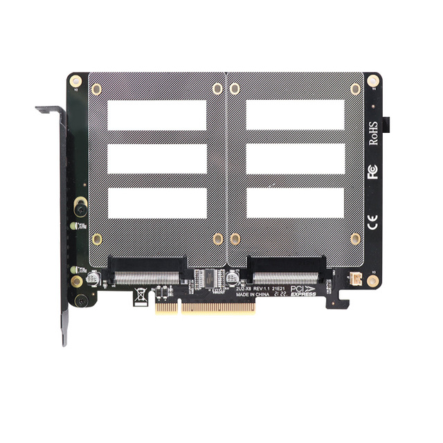 PCI-E X8 Dual Disk U.2 Adapter Card PCIE4.0 Compatible Multi-interface Transmission for Computer Solid-state Drives
