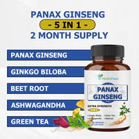 Cápsulas de Panax Ginseng con Té Verde, Directo de Fábrica OEM ODM, Apoyo a la Función Cognitiva, Salud Inmunológica y de la Piel para Adultos